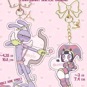 Funnybunny Jax x Pomni Ship Valentine's Acrylic Charm!! The Amazing Digital Circus TADC Keychain Angel Devil Sweethearts