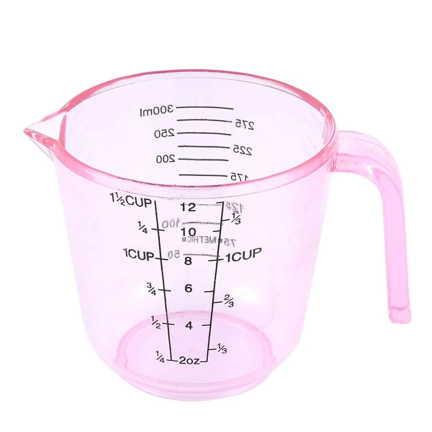 Plastic Kitchen Flour Sugar Milk Measurement Beaker Measuring Cup Mug 300Ml Clear Pink