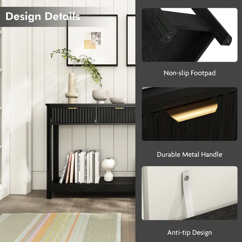 Entryway table storage detail