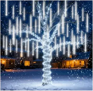 Christmas Lights Outdoor 12 Inch 10 Tubes Meteor Shower Light LED Falling Rain Drop Lights Icicle Snow Cascading Xmas String Decor for Tree Wedding Party Garden Decoration,Shine White