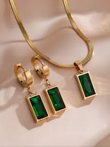 Elegant Snake Bone Chain Necklace & Earrings Set, Fashionable Jewelry Set, Square Design, High-End Luxury Look, Perfect for Daily Wear