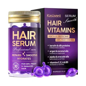 Moroccan Argan Oil Hair Treatment Capsules, Vitamin-Infused Leave-In Keratin Serum for Frizz Control, 30 Capsules for Smooth Shiny Hair