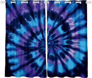Tie Dye Curtains,Boho Psychedelic Swirl Grommet Curtain,Bohemian Gypsy Thermal Curtain,Trippy Boho Tribal 30%-50% Christmas Gift Window Drape