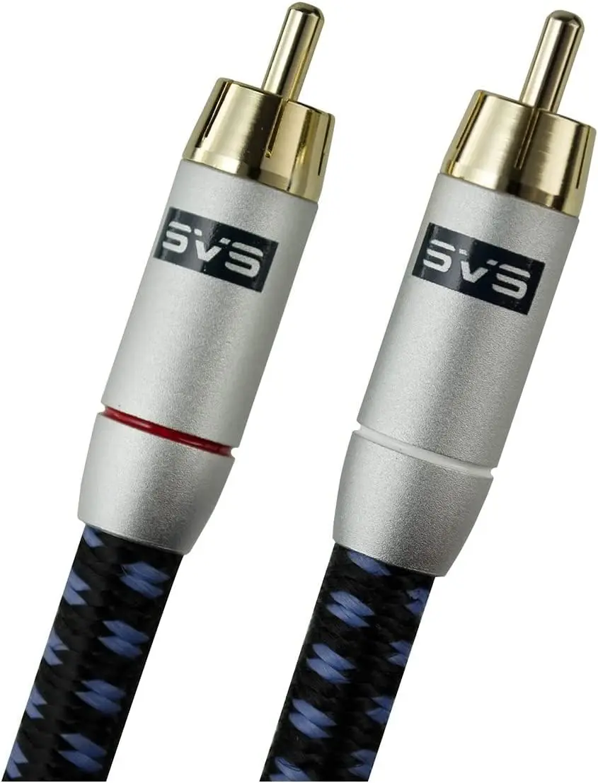 SVS SoundPath RCA Audio Interconnect Cable - 1M Length, Cold-Fused Copper Core, Braided Heavy-Duty Outer Shield, Gold-Plated Contacts, Resilient Jacket, RFI Shield for Phones & Electronics