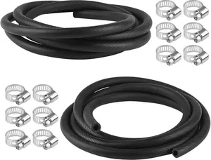 A Set of 2Pcs 1 Metre Petrol Hose,6 mm Inner Diameter,Fuel Hose with 12 Hose Clamps,Diesel Hose for Lawnmower,Car,Tractor,Small Engines
