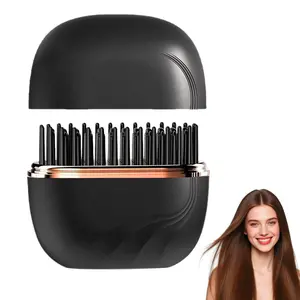 Rechargeable Wireless Mini Hair Straightener Brush, 3-Speed Temperature Control, Portable Hair Styling Tool for Women, Ideal for Home & Travel - Black