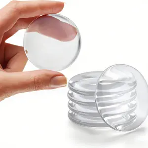 Wall Protector for Door Knobs, 2-Inch - Clear Self-Adhesive Door Stopper Guards - Quiet Rubber Bumpers for Wall Protection, 6-Pack