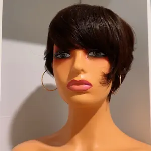 Short wig human pixie wear and go