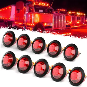 DIBMS 10PCS LED Red Side Marker Lights,3/4" Bullet Front Rear Trailer Clearance Light,Tail Signal Indicator Mark Light for Truck Pickup Caravan Boat