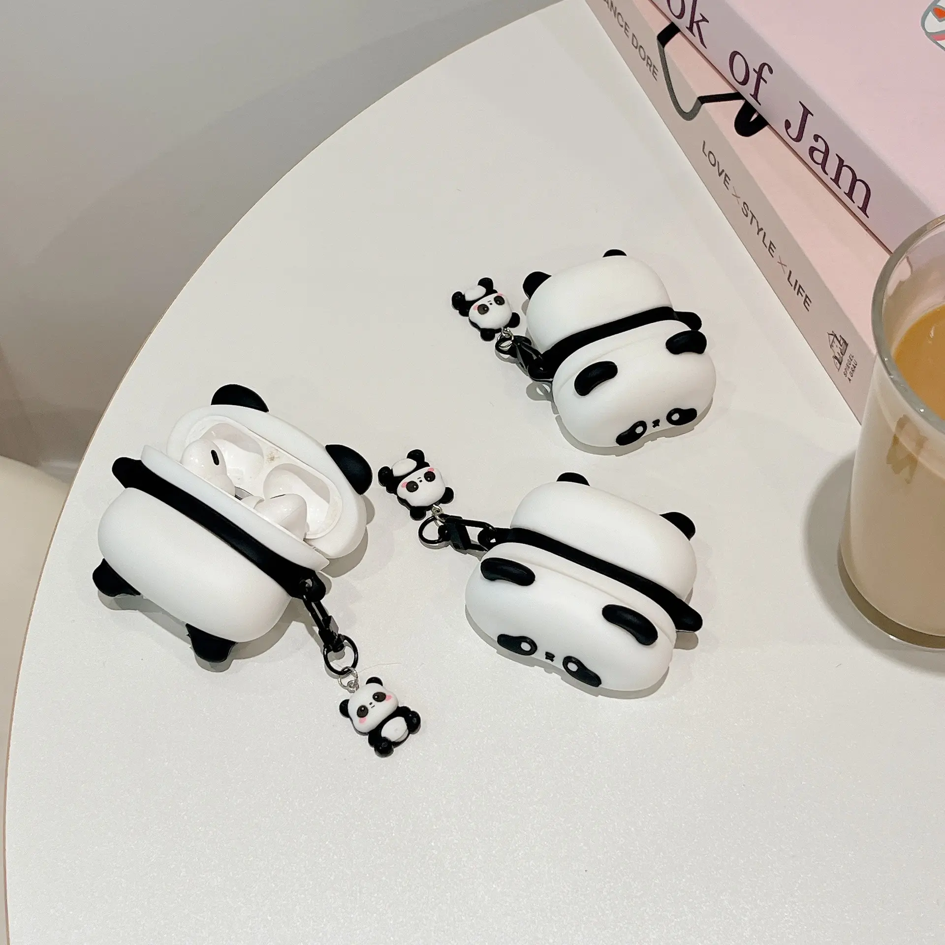 1 cute panda earphone case,Cute wireless Bluetooth earphone case, drop resistant, durable and stylish accessory, suitable for AirPods pro3/1/2/3/4/pro/pro2(Different models may have different shapes)