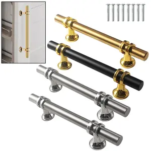 10pcs Stainless Steel Cabinet Door Handles, Nordic Modern Simple American Style, Plastic Base, Dual Hole Drawer Pulls