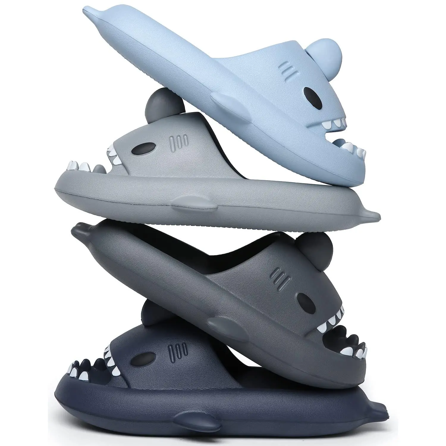 Men's and Women's Shark Slides Cloud Slippers Summer Novelty Open Toe Slide Sandals Anti-Slip Beach Pool Shower Shoes with Cushioned Thick Sole