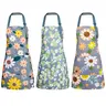 Women’s 3pcs Floral Print Breathable Waterproof Cotton Antique Aprons Set - Adjustable Strap, 27.5in Length, 25.98in Wide Pocket, Easy-Clean, Comfortable Fit, for Cooking/Gardening, Holiday Gift (Mother's Day/Birthday)
