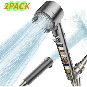 Filtered Shower Head with Handheld, High Pressure Water Flow and Multiple Spray Modes Shower Head with Filter, Power Wash for Hard Water, Showerhead with ON/OFF Switch for Pets Bath Massage Handheld Shower outdoorfun massaging