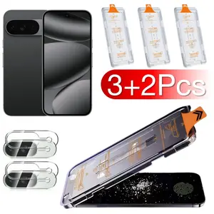 [3+2]Pcs Google Pixel 10 9 9a Pro XL 8A 8 7 7a 6a 5G Smartphone Cellphone Screen Protector Set, 9h Hardness Tempered Glass, Ultra-Slim Design, Easy Installation Kit, Scratch Resistant Film, Protection Accessories, Fingerprint