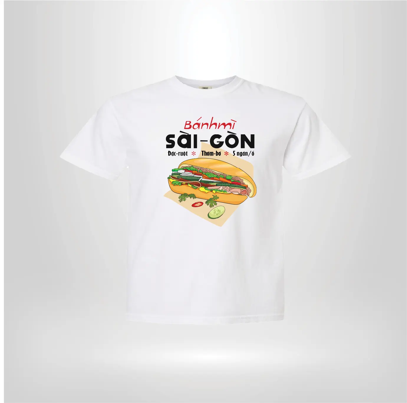 Unisex Tee Vietnam Banh Mi Sai Gon Women's Casual Top - Graphic Design, Crew Neck, Short Sleeve, Cotton Fabric
