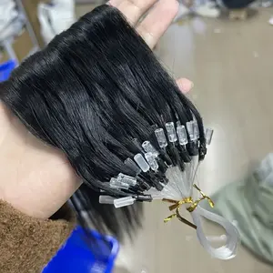 "50 Strands Micro Ring Loop Human Hair Extensions 30g, Natural Straight 12-28 Inch, Fish Line Design, No Glue & Easy Install, Silky Smooth Thin Ends, No Tangle No Shedding, Invisible Natural Look for Women Daily & Party Wear "	