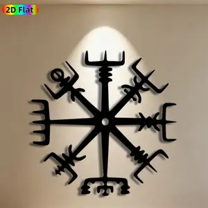 1pc Vegvisir Metal Wall Art,Vegvisir Statue Mural, Ideal Gift for Halloween, New Year, Norse Culture Enthusiasts, Rust-Resistant Metal Wall Decor Wall Sculptures, Perfect for Outdoor Fence & Indoor Wall Viking Decor Enthusiasts