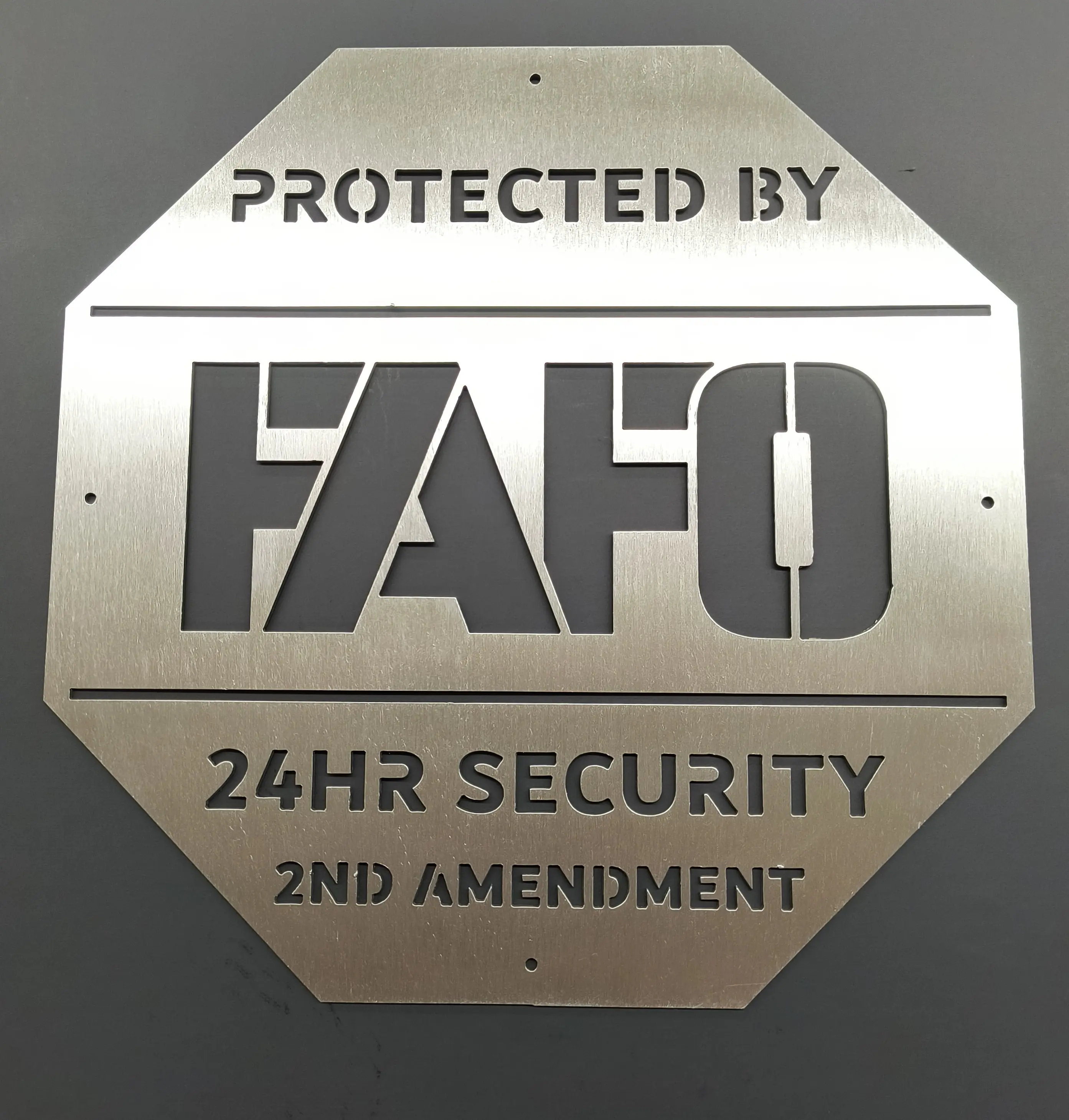 13" FAFO Home Security Sign 24 Hour 2ND Amendment Decor Steel plaque outdoor indoor