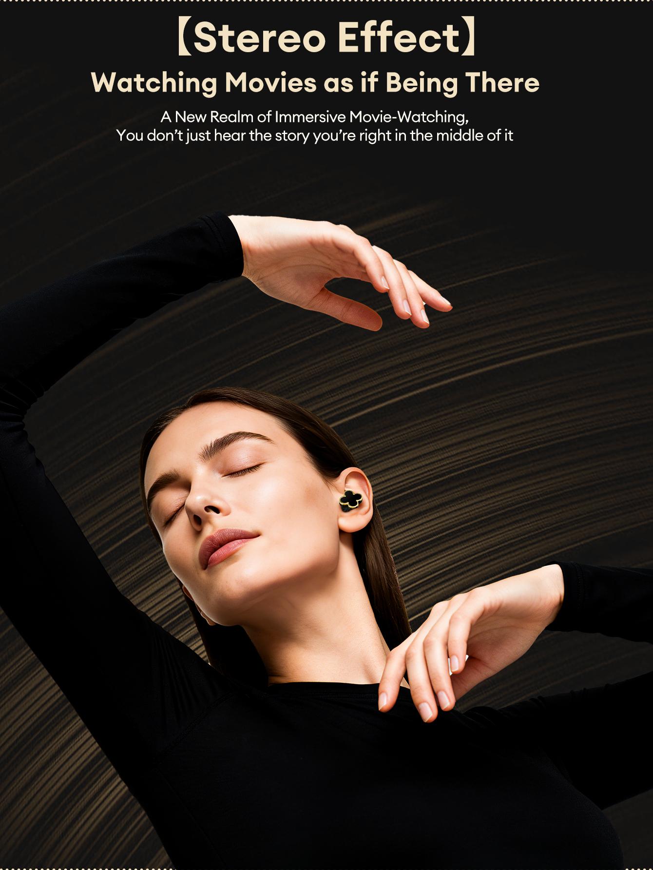 PAXA YX66 Four-Leaf Clover Wireless Earbuds with Bluetooth 5.4, Stable Connection, ENC Call Noise Cancellation, Super Stereo Sound, Luxury Retro Jewelry-Style Design for Women, Elegant Charging Case, Compatible with Android & iOS, Ideal Gift for Girls