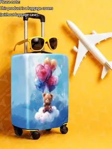 Balloon Bear Pattern Suitcase Cover, Durable Thick Fabric, Fits 20-28 Inch Luggage, Travel Essential, Casual Style, All Seasons