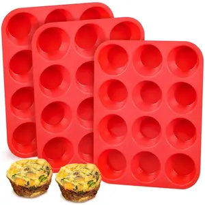 Silicone Mini Muffin Pan, Non-Stick 12-Cup Cake Mold, Nonstick Cupcake Pans, Perfect for Baking Cupcakes, Tartlets, Bread & Egg Snacks