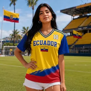 Custom Ecuador Soccer Crop Top Jersey, Personalized Ecuador Soccer Jersey Crop Tee, Support Football Team