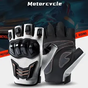1Pair Motorcycle Riding Protective Gloves, Unisex Half Finger Breathable Motorcycle Gloves, Thickened Palm & Non-Slip Grip, Touchscreen Compatible, Suitable for Riding, Fitness Training, Dumbbell Exercises, Weightlifting and Pull-Ups, Protective Gear