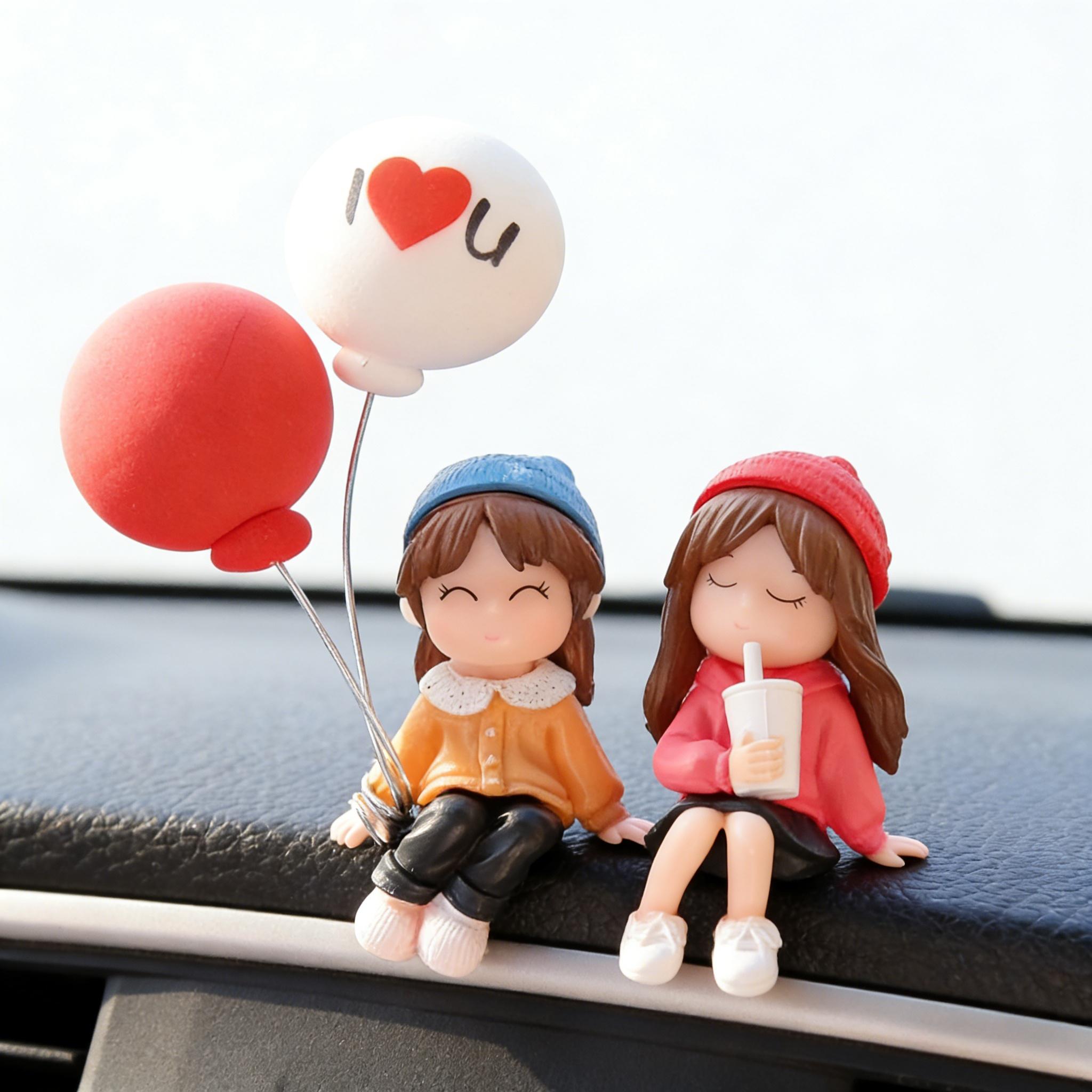 Cute Couple Car Ornament - Viral Accessories For Car Perfect for TikTok Shop Advent & Birthday Valentine's Day Gift of Sweet Commitment Natural Materials Safe Durable Easy Fixing