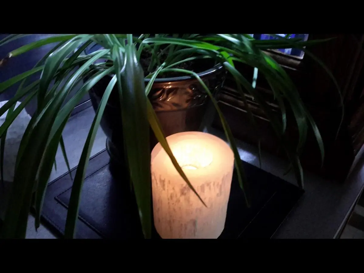 Flat Polished Top Selenite Cylindrical Tea Light Candle Holder