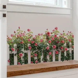 Wall Sticker for Girls' Bedroom, Living Room, Home Office, Easy Peel-Off Decorative Wallpaper, Floral Fence Design, Wall Decoration, Peel and Stick