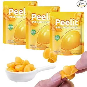 Peelit Mango Gummy Candy, Peeleble Gummy Mango Peeling Candy, Individually Wrapped (3 Packs, 2.82oz Per Bag) Christmas Candy