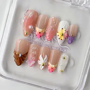 NailPhoria TROPICAL SMOOTHIE - Handmade Press-On Nails | Reusable, Salon-Quality, Long-Lasting, Glossy Design