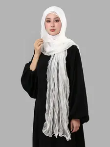 1pc Silk Crepe Muslim Hijab with Lining, Breathable Summer Sun Protection, Soft and Comfortable Premium Hijab for Daily Wear