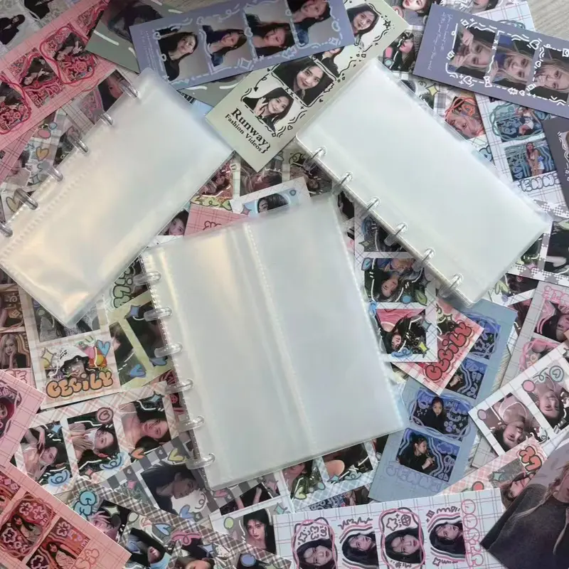 High-Quality PVC Rectangular Mushroom Hole Photocard Holder - Vertical Loose-Leaf, 160x80mm-166x137mm Transparent Durable Lightweight Photo Organizer Picture Album, Ideal for Kpop Idol Card Collectors, Work Use