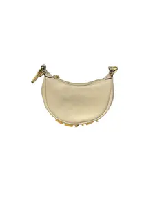Pre-owned FENDI beige leather mini bags Fendigraphy Mini in Beige Chic Compact Leather Bag with Vintage Gold Tone Hardware & Zip top Closure