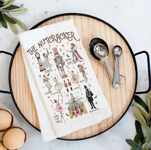Christmas Nutcracker Ballet Cotton Tea Towels - Made in the USA, 27 x 27 Inches Cleaning Kitchen Traditional Flamingo