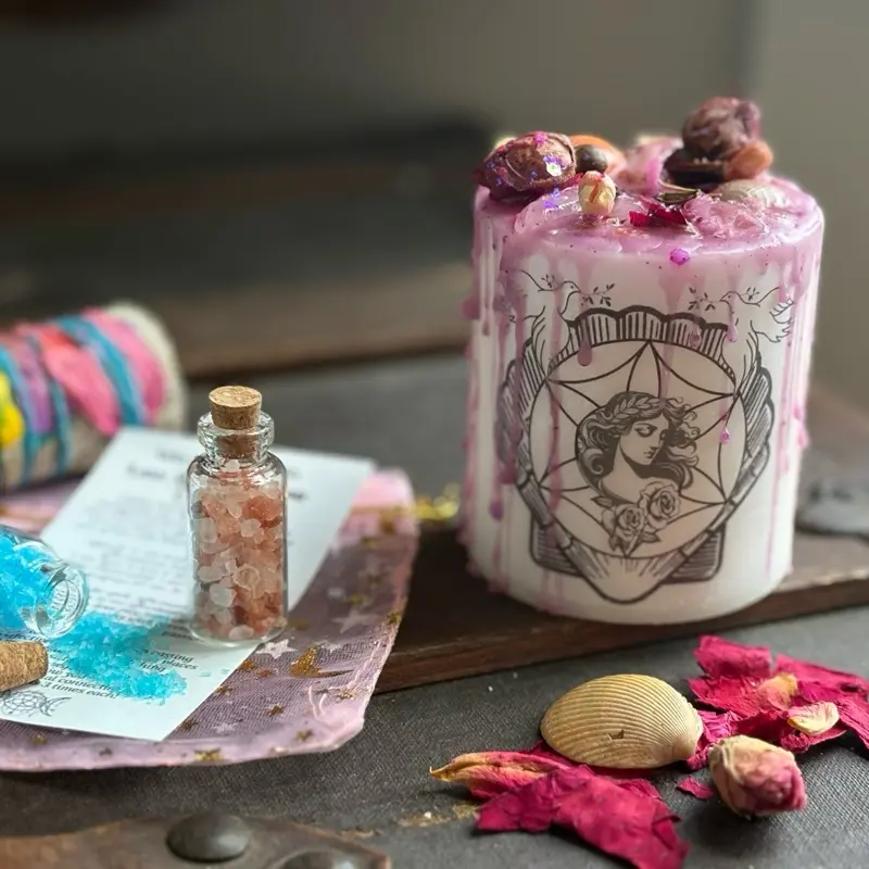Aphrodite goddess of love invocation |intention spell candle handmade in N.C.  somber scents