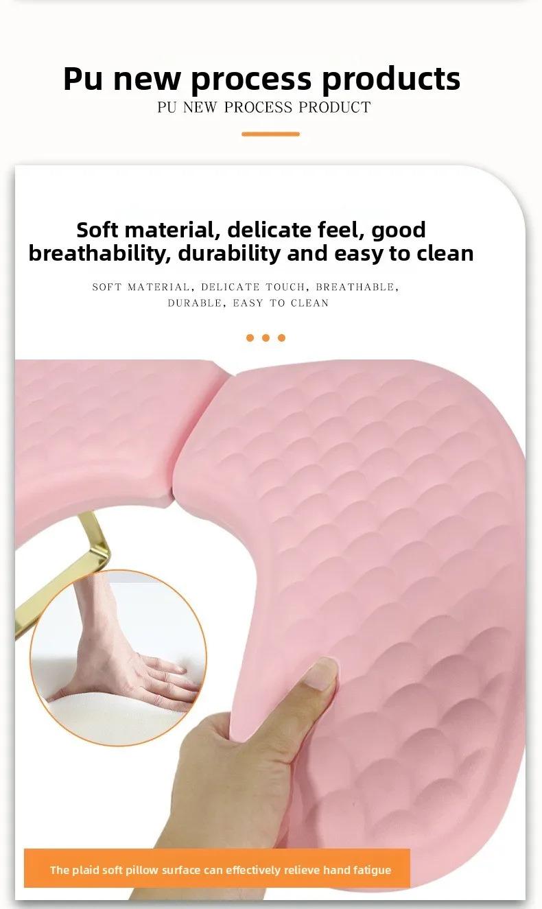Pink Nail Art Hand Pillow Russian Style U-shaped High-end Foldable Comfortable Quilted Diamond Pattern Hand Pillow Cushion Nail