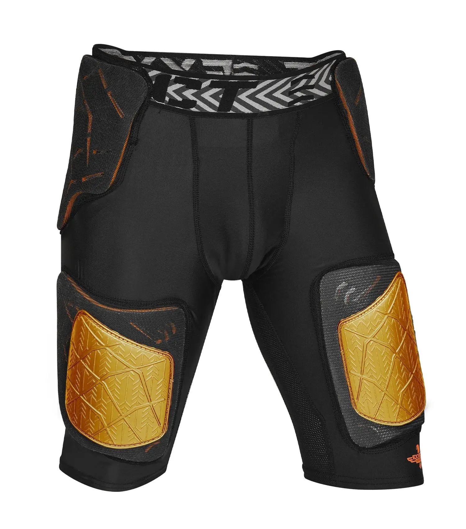 Men's Gladiator 5-Pad Football Girdle with Cup Pocket (Black Gold) Pro