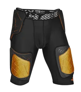 Men's Gladiator 5-Pad Football Girdle with Cup Pocket (Black Gold) Pro
