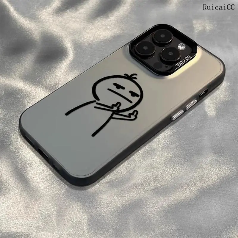 Frosted drop-proof acrylic all-inclusive color silver Funny case for iPhone 11 12 13 14 15 16 PRO MAX 14 15 16 17 PLUS Premium Feeling