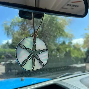 Sand Dollar Car Charm - Stained Glass Sand Dollar, Coastal Design, Car Ornament, Ideal for Car Decoration