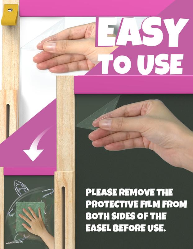 JOYOOSS Easel for Kids Art Easel Kids Easels for Toddlers Easel,Dual-Sided Adjustable Wooden Magnetic Board for Kids 106-PINK