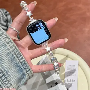 Star Zircon Copper Chain Metal Band, Luxury Wrist Strap for Women Compatible with Apple Watch 9, 10 And 11, Elegant Delicate Accessory for Daily Casual And Dating Wear (No watch)