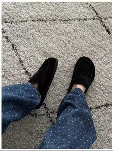 High Gloss Anti-Fur Unisex H Buckle Boken Shoes Thick Sole Closed Toe Mules Half Slippers Vintage Non-Slip Casual Shoes