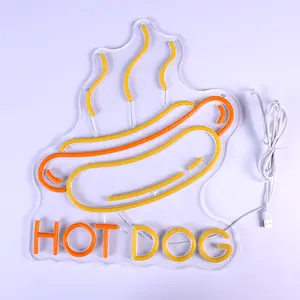 Easehomey 1 pc Hot Dogs Neon Sign for Wall Decor Business Hot Dog LED Light Fast food Neon sign