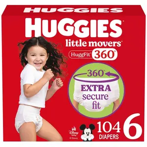 Huggies Little Movers HuggFit 360 Pull On Diapers - Size 6 - 104ct