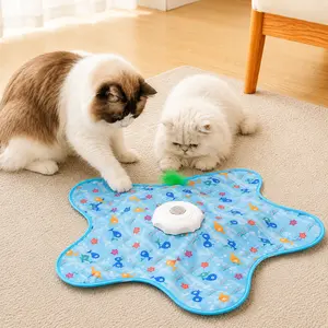 Interactive Cat Toys Rechargeable,Moving Concealed Feathers,Real Mouse Squeaky,Touch Activated Cat Kitten Toy Exercise Toys for Indoor Bored Adult Cats