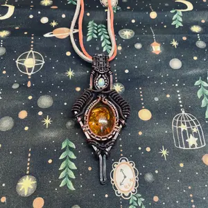 Enchanted Natural Baltic Amber With Fire Opal Tarnished Copper Amulet ᯾ T̡̙̙h͓̺̻e͙̻ A͙͚̙n̻͖c͕̙̫i̦͍͕e͙̻n̻͖t͙͚̦ F̡͚͉o̙̦͉r̡̡̙e͙̻s͉̪͎t͙͚̦